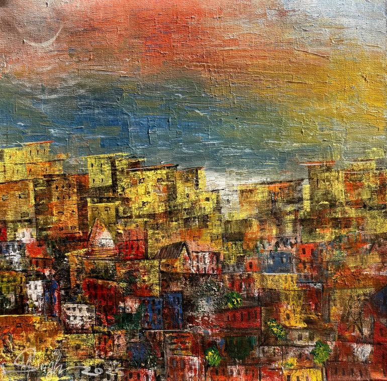 Original Abstract Painting by M Singh  Abstract Art on Canvas  Evening Time