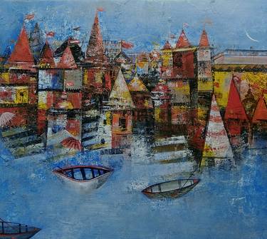 Original Abstract Expressionism Landscape Paintings by M Singh