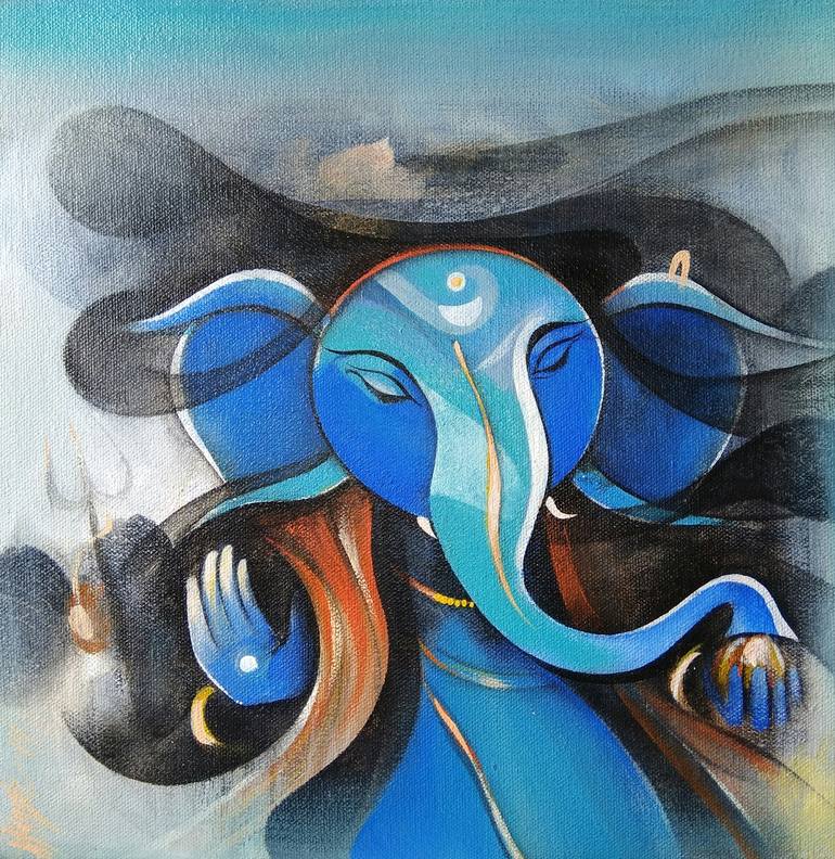 Bal Ganesha Painting by M Singh | Saatchi Art