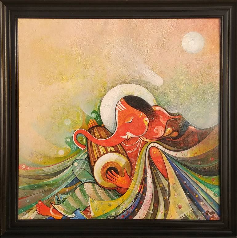 Original Abstract Religion Painting by M Singh