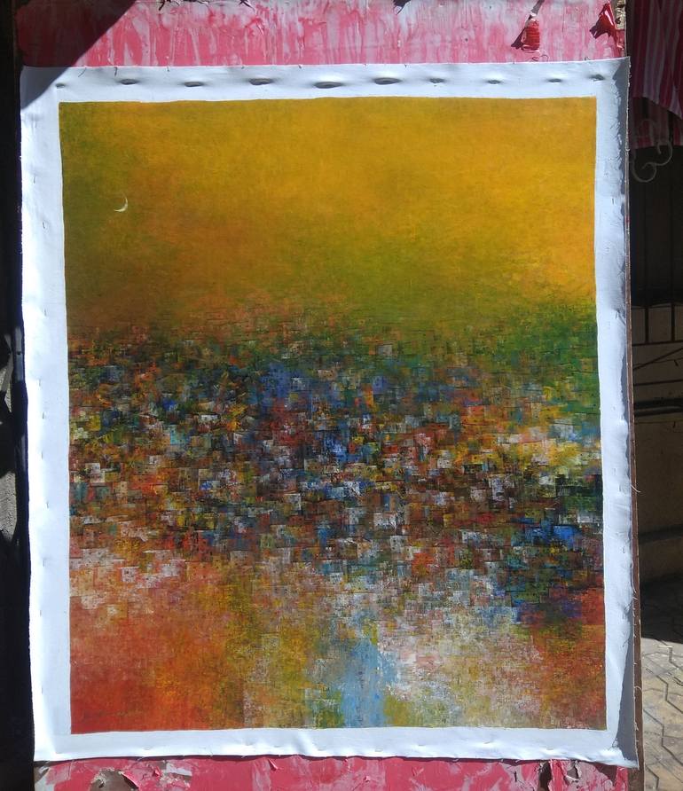 Original Abstract Expressionism Abstract Painting by M Singh