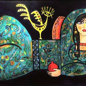 Persian girl and Bird and Moon.