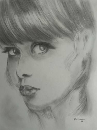 Original Portraiture Women Drawing by Vernon Crumrine