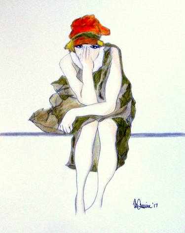 Original Expressionism Women Drawings by Vernon Crumrine