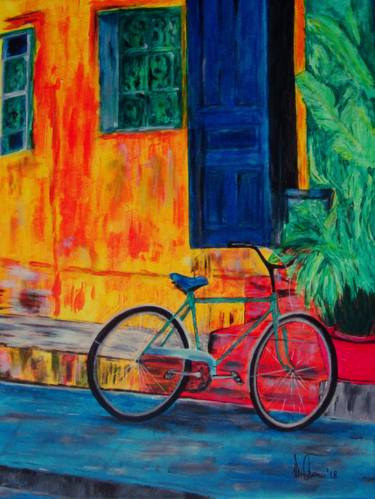 Original Expressionism Bicycle Paintings by Vernon Crumrine