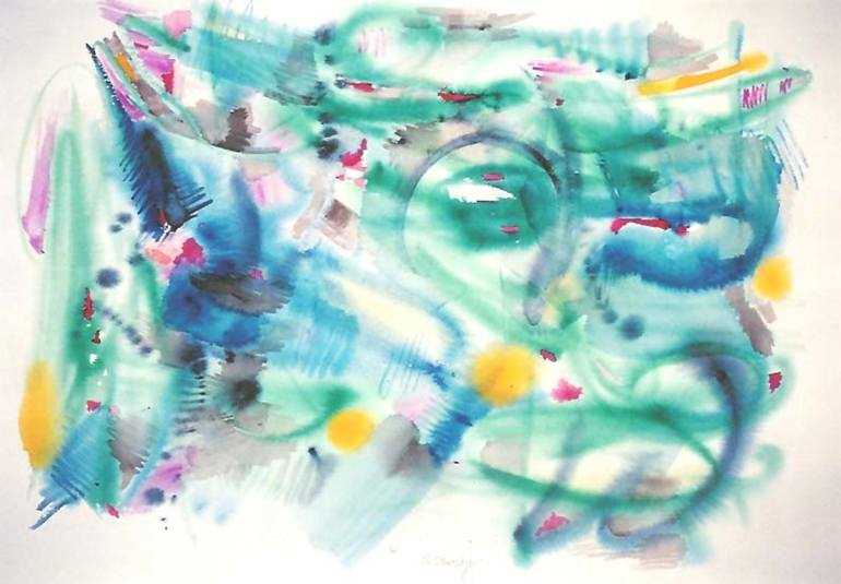 Wave in Blues Painting by Nancy Burack | Saatchi Art