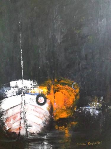 Original Expressionism Boat Paintings by Marina Emphietzi