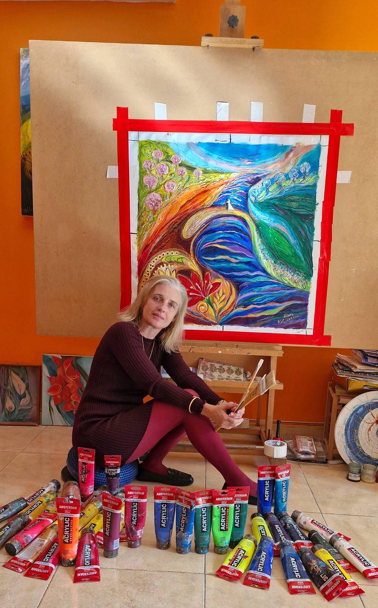 Original Color Field Painting Abstract Painting by Elena Kotliarker