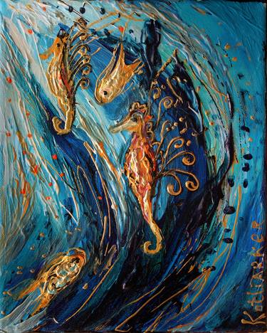 Original Abstract Expressionism Seascape Paintings by Elena Kotliarker