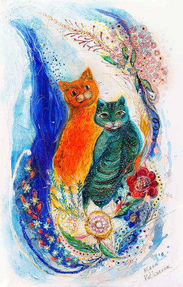 Print of Cats Paintings by Elena Kotliarker