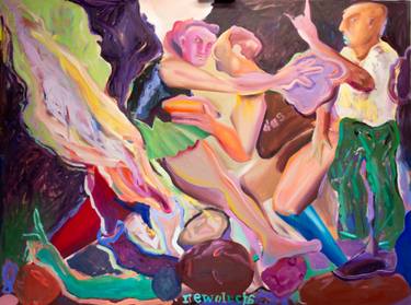 Original Abstract Expressionism People Painting by Rafal Chojnowski