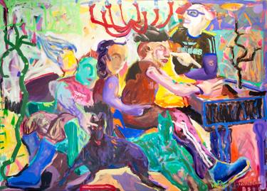 Original Abstract Expressionism People Painting by Rafal Chojnowski