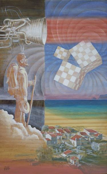 Original Surrealism Science/Technology Paintings by Axel Sutinen
