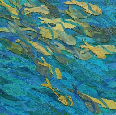 Print of Abstract Fish Collage by Kathy Ferguson