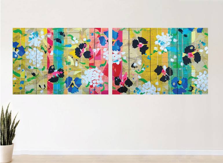 Original Abstract Floral Painting by Valerie Capewell