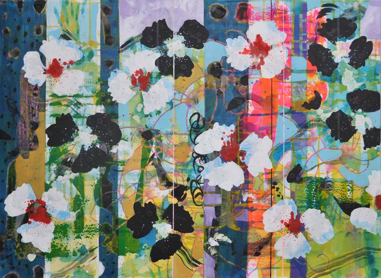 Original Abstract Floral Painting by Valerie Capewell