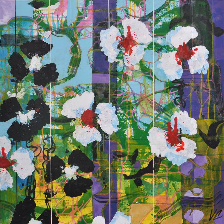Original Abstract Floral Painting by Valerie Capewell