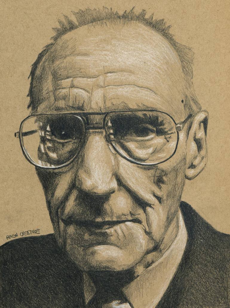 Author William S Burroughs Portrait Drawing by Raven Creature | Saatchi Art