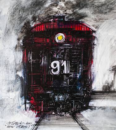 Original Expressionism Train Paintings by Germán Tessarolo