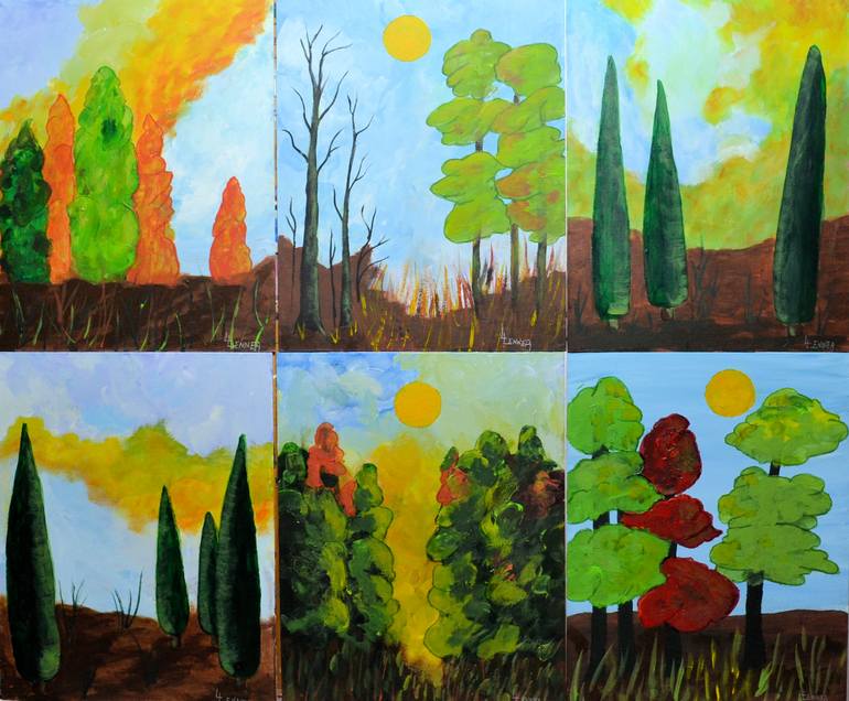 Original Landscape Painting by Linda Lennea | Contemporary Art on Canvas | SEASONS OF THE SUN