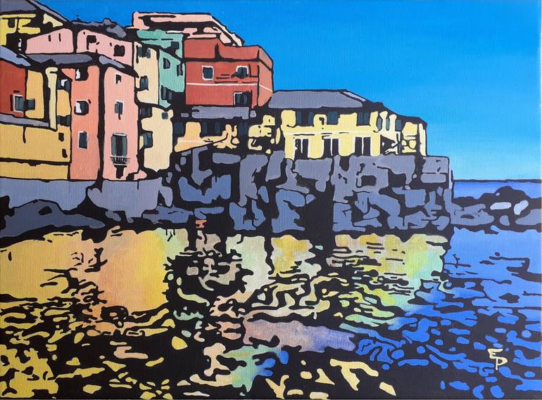 Genova, Italia. Piccolo borgo sul mare Painting by Maria Emanuela ...