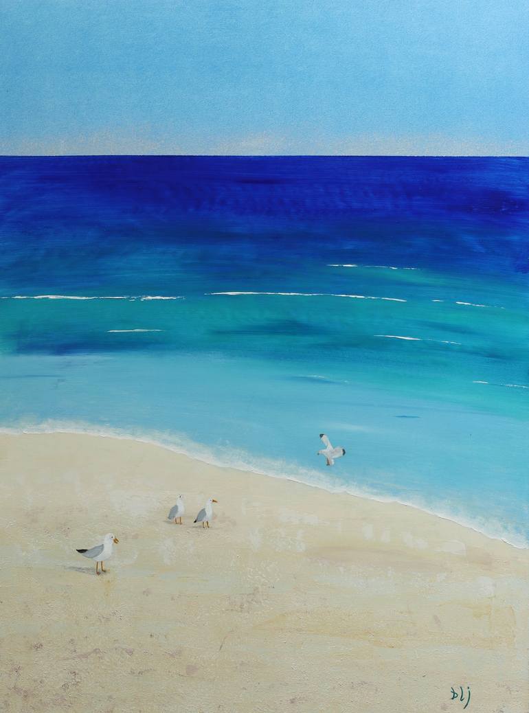 How To Paint A Landscape With Sea Sand And Seagulls In Acrylic 