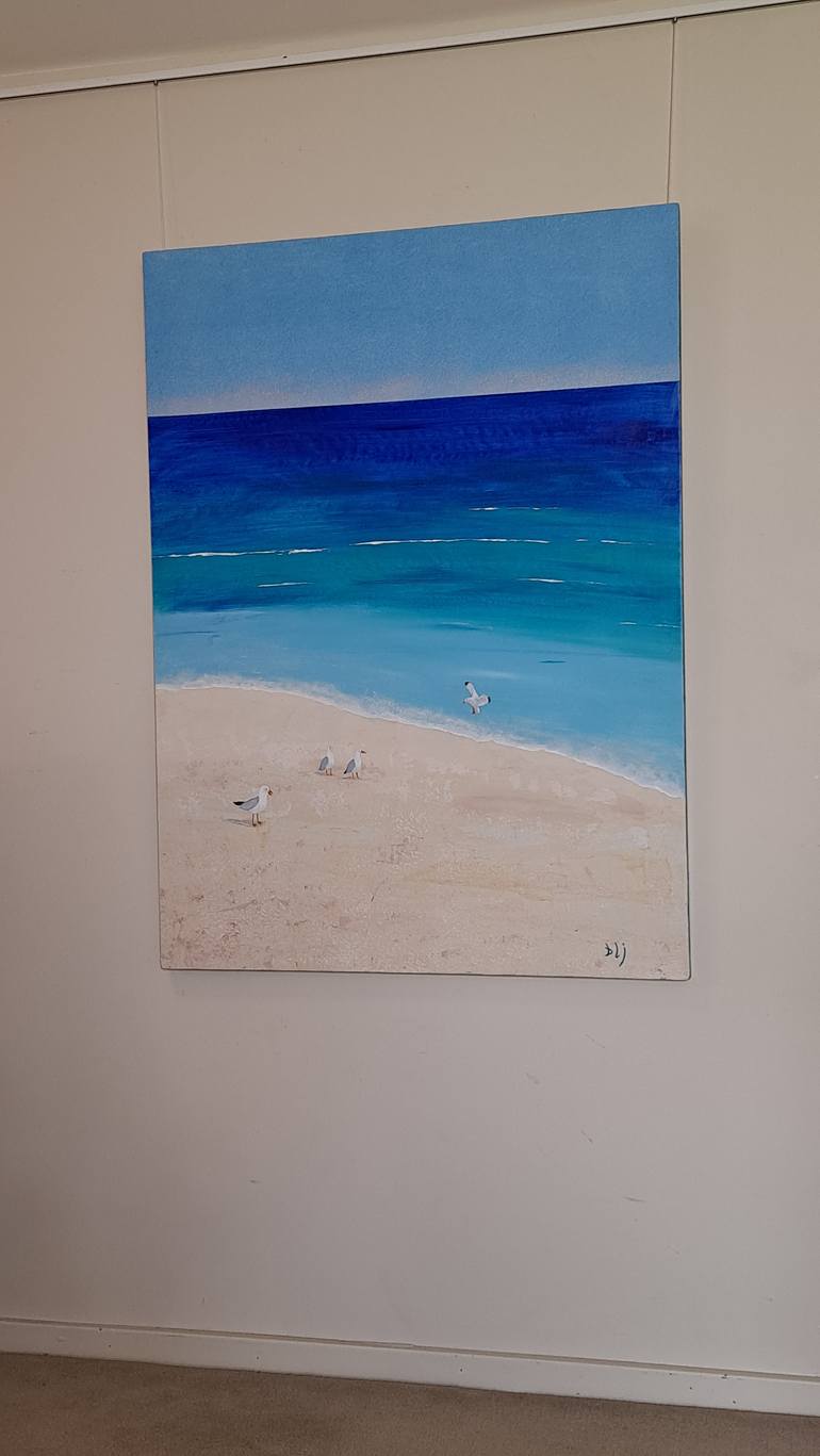 Original Impressionism Beach Painting by Barry Johnson