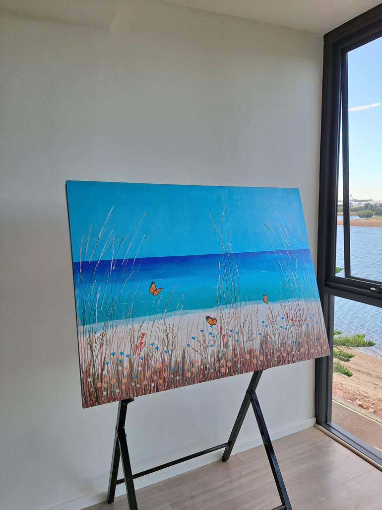Original Impressionism Beach Painting by Barry Johnson