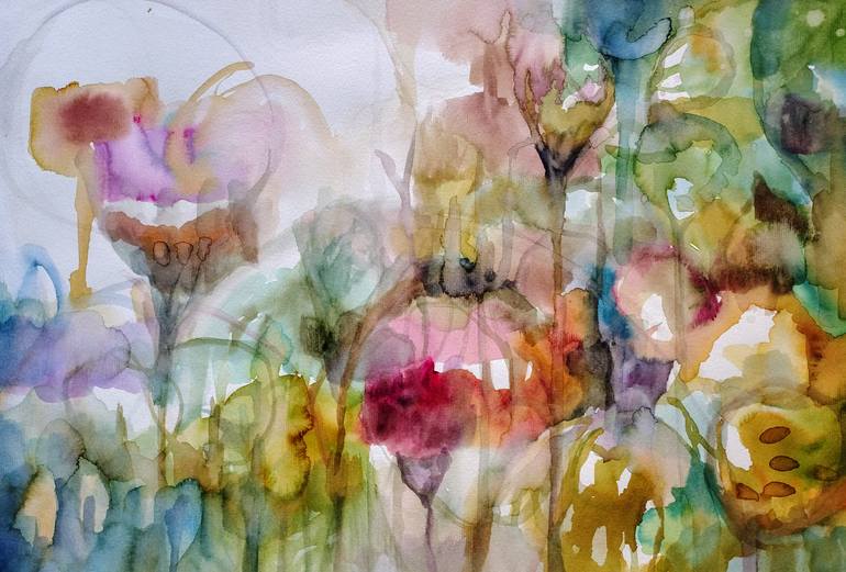Original Abstract Expressionism Floral Painting by Beatriz Mendonça De Castilho