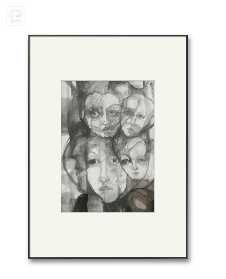 Original Abstract Expressionism People Painting by Beatriz Mendonça De Castilho