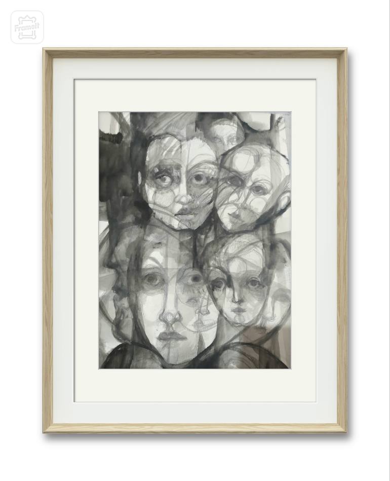 Original Abstract Expressionism People Painting by Beatriz Mendonça De Castilho
