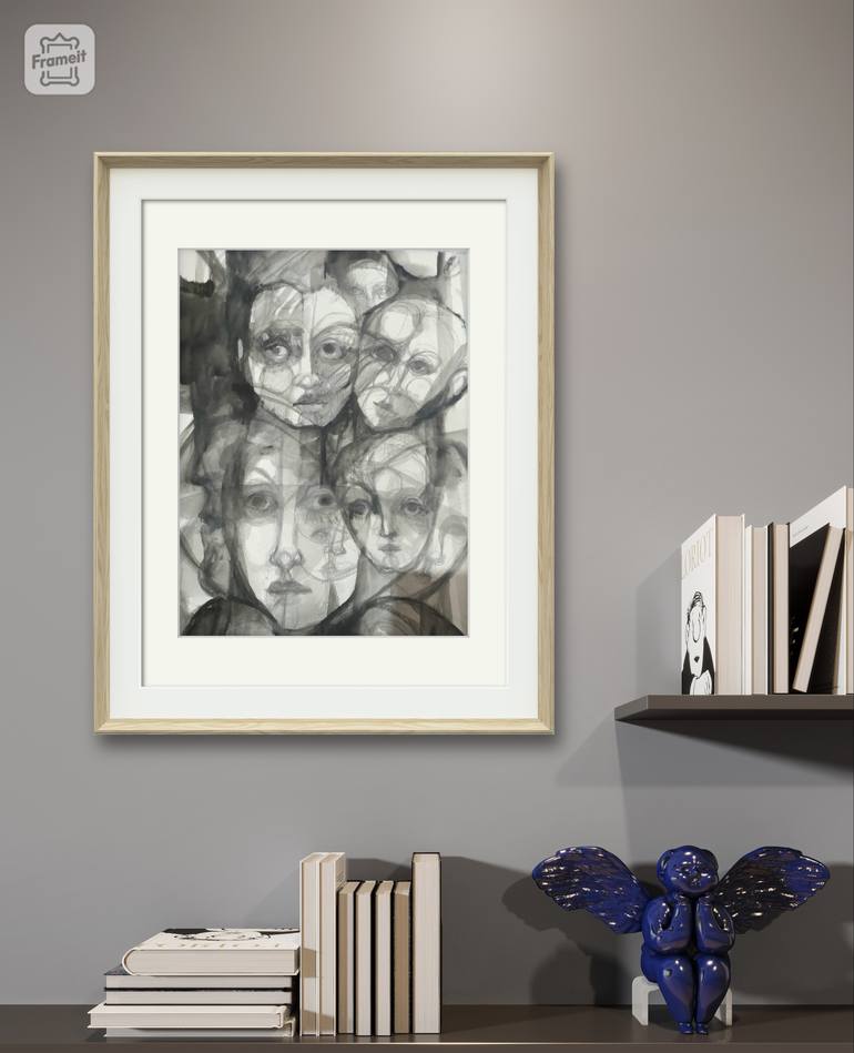 Original Abstract Expressionism People Painting by Beatriz Mendonça De Castilho