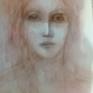 Watercolor on paper, portrait, figurative, fine art, Rose, Pink, woman, face,