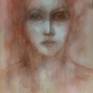 Watercolor on paper, portrait, figurative, fine art, Rose, Pink, woman, face,