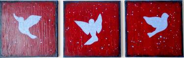 Birds of Freedom - Set of three textured canvases thumb