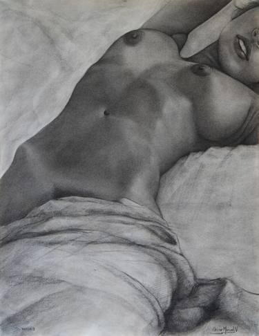 Original Photorealism Nude Drawings by Oscar Manuel Vargas