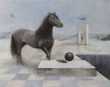 Original Figurative Horse Drawings by Oscar Manuel Vargas