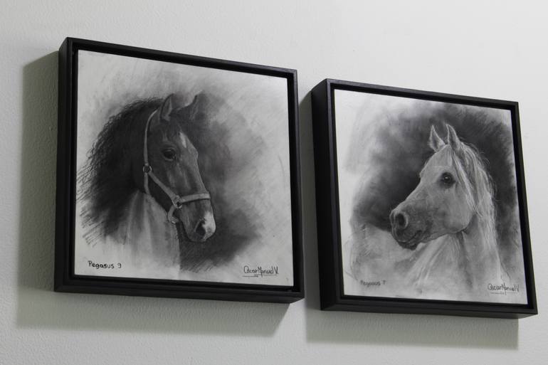 Original Figurative Horse Drawing by Oscar Manuel Vargas