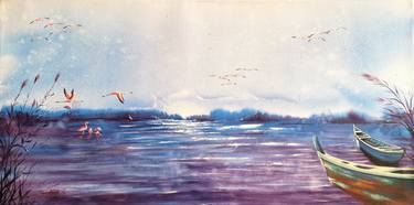 Original Photorealism Boat Painting by Arvind Gairola