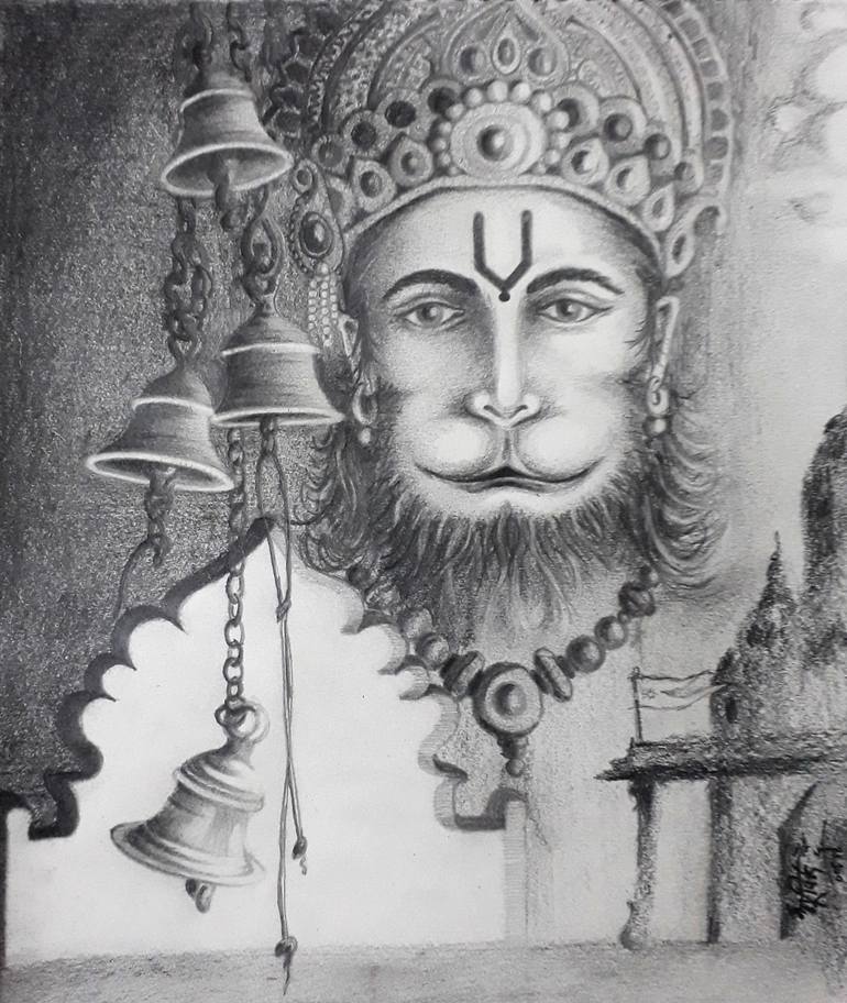 Bahukryasamatva Hanuman ji Drawing by Sameer Choksi | Saatchi Art-saigonsouth.com.vn