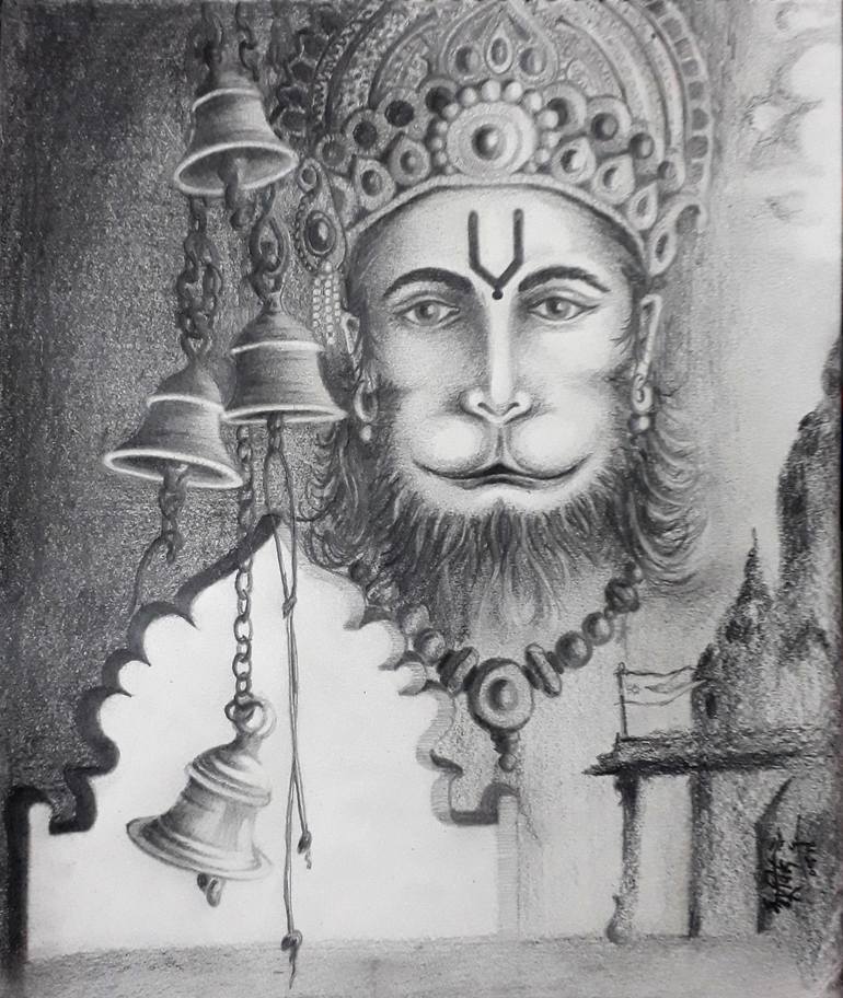 Pencil Drawing Of Lord Hanuman - Drawing Bal Hanuman Pencil Sketch ...