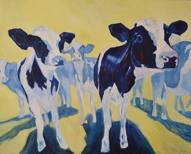 Print of Impressionism Cows Paintings by Jane Greensitt