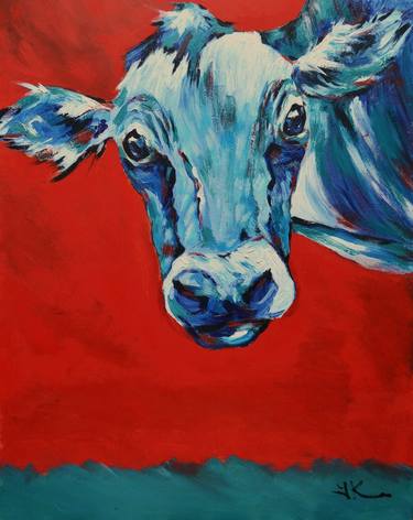 Print of Impressionism Cows Paintings by Jane Greensitt