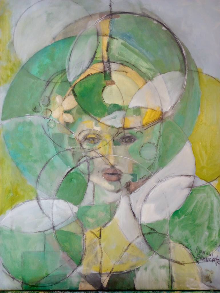 Original Abstract Painting by Ronald Brancatelli | Abstract Art on Canvas | Lady with green hat