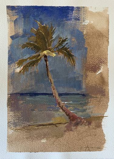 Palm tree on beach thumb