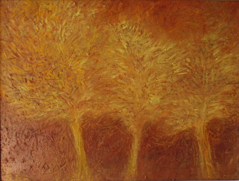 Little Golden Trees (privately owned) Painting by Kisa Kisa | Saatchi Art