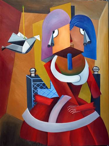 Original Abstract People Painting by Willy Jean Riesen