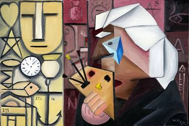 Original Cubism Men Paintings by willy L'Eplattenier