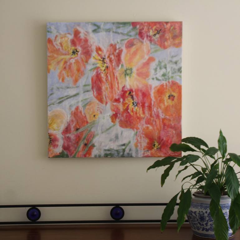 Original Abstract Expressionism Floral Painting by Raewyn Carboni