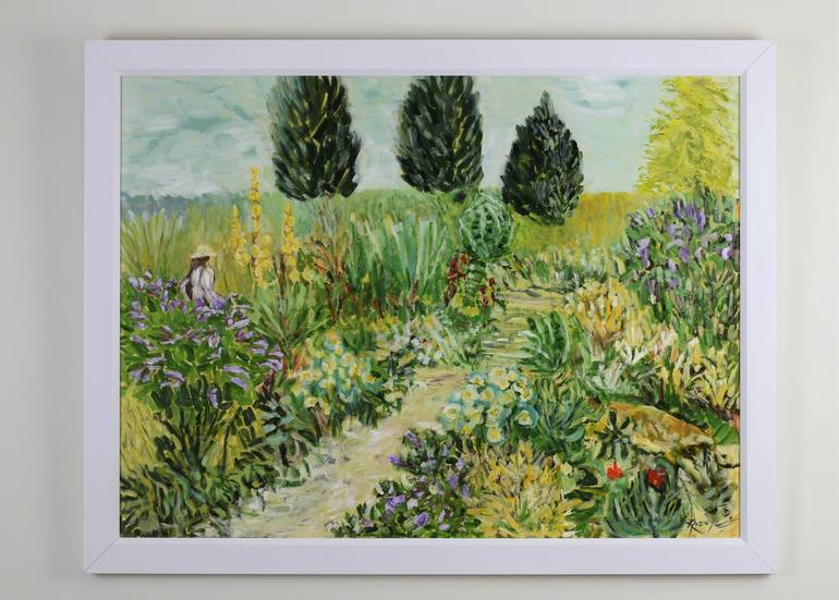 Original Abstract Expressionism Garden Painting by Raewyn Carboni